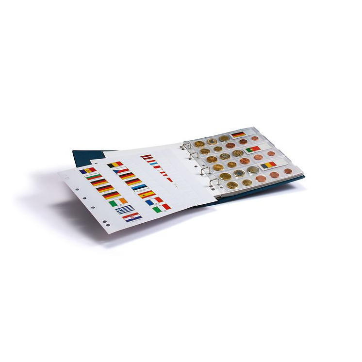 Álbum Leuchtturm para coleccionar series monedas de euro en formato NUMIS, azul incluye 7 hojas con cajetín